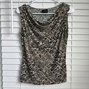 Elegant Black and Cream Sleeveless Blouse